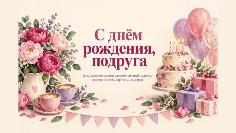 С днём рождения, подруга: поздравления своими словами лучшей подруге, коллеге, до слёз, коротко