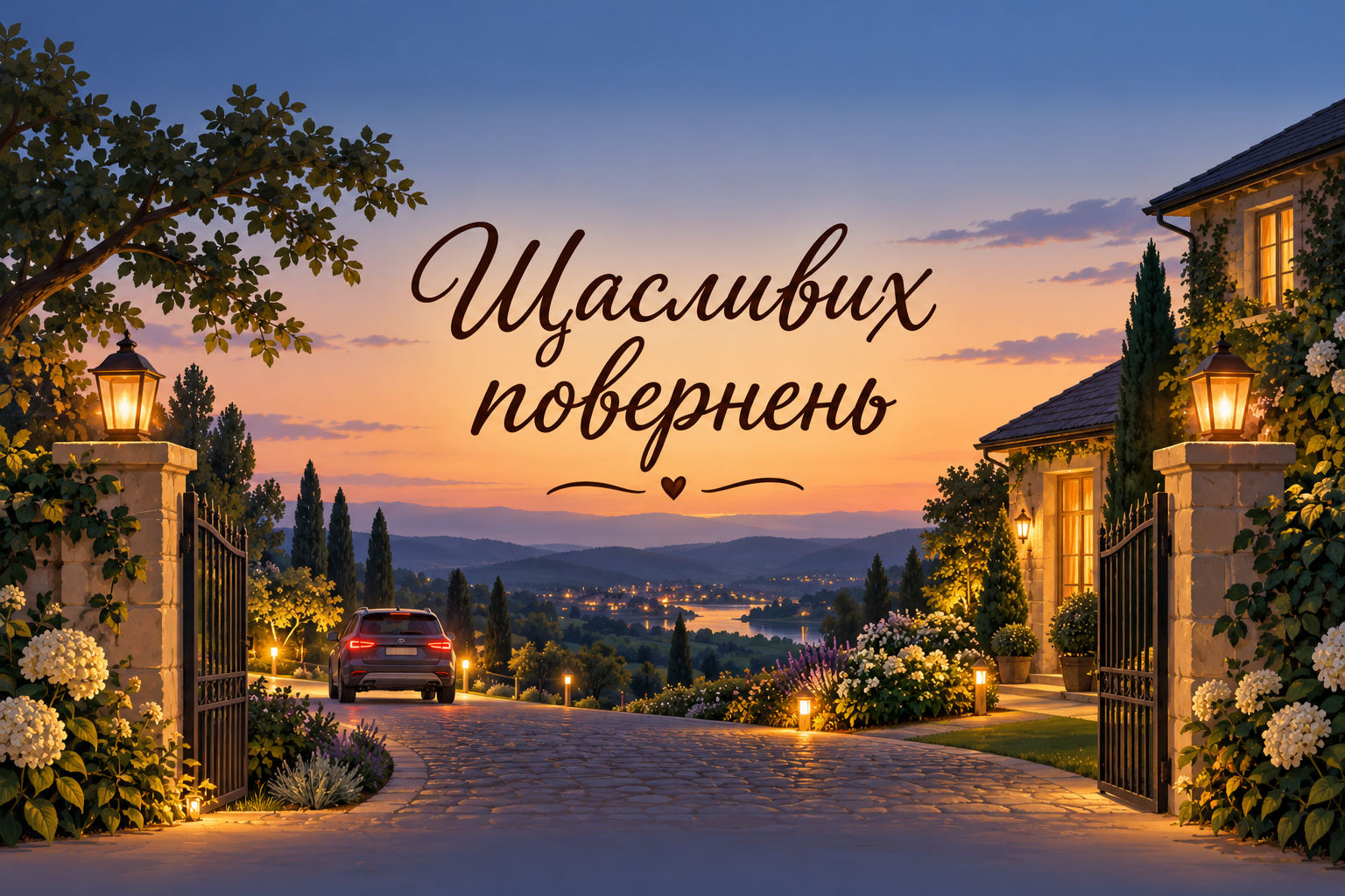 Щасливих повернень - листівка з Днем автомобіліста з днем народження