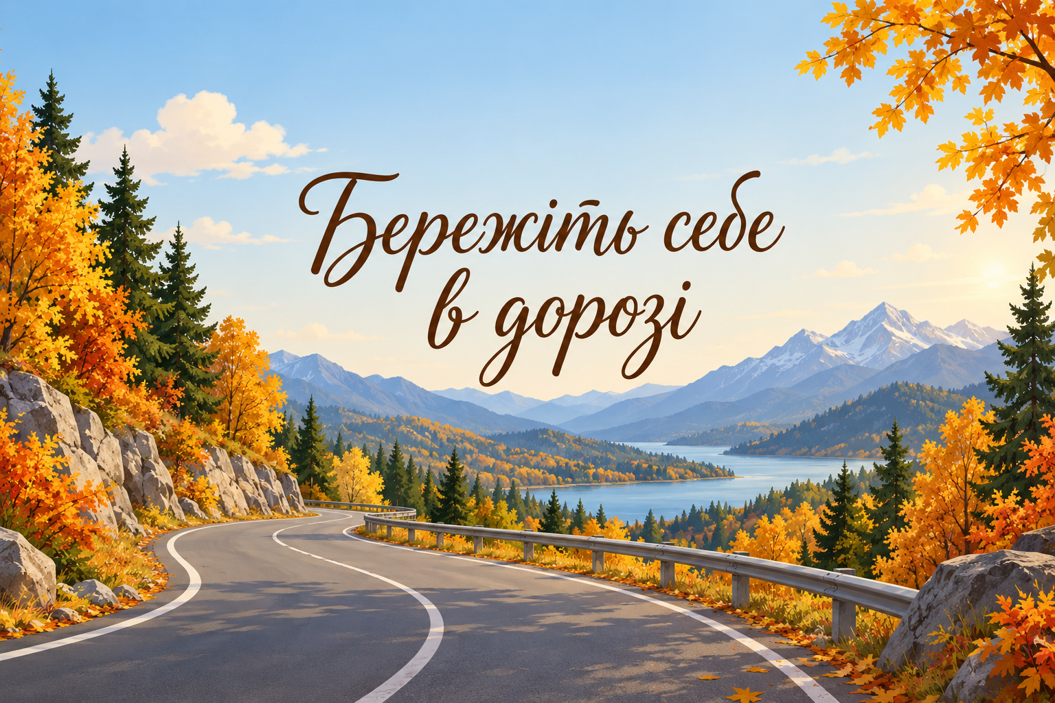 Бережіть себе в дорозі - листівка з Днем автомобіліста з днем народження