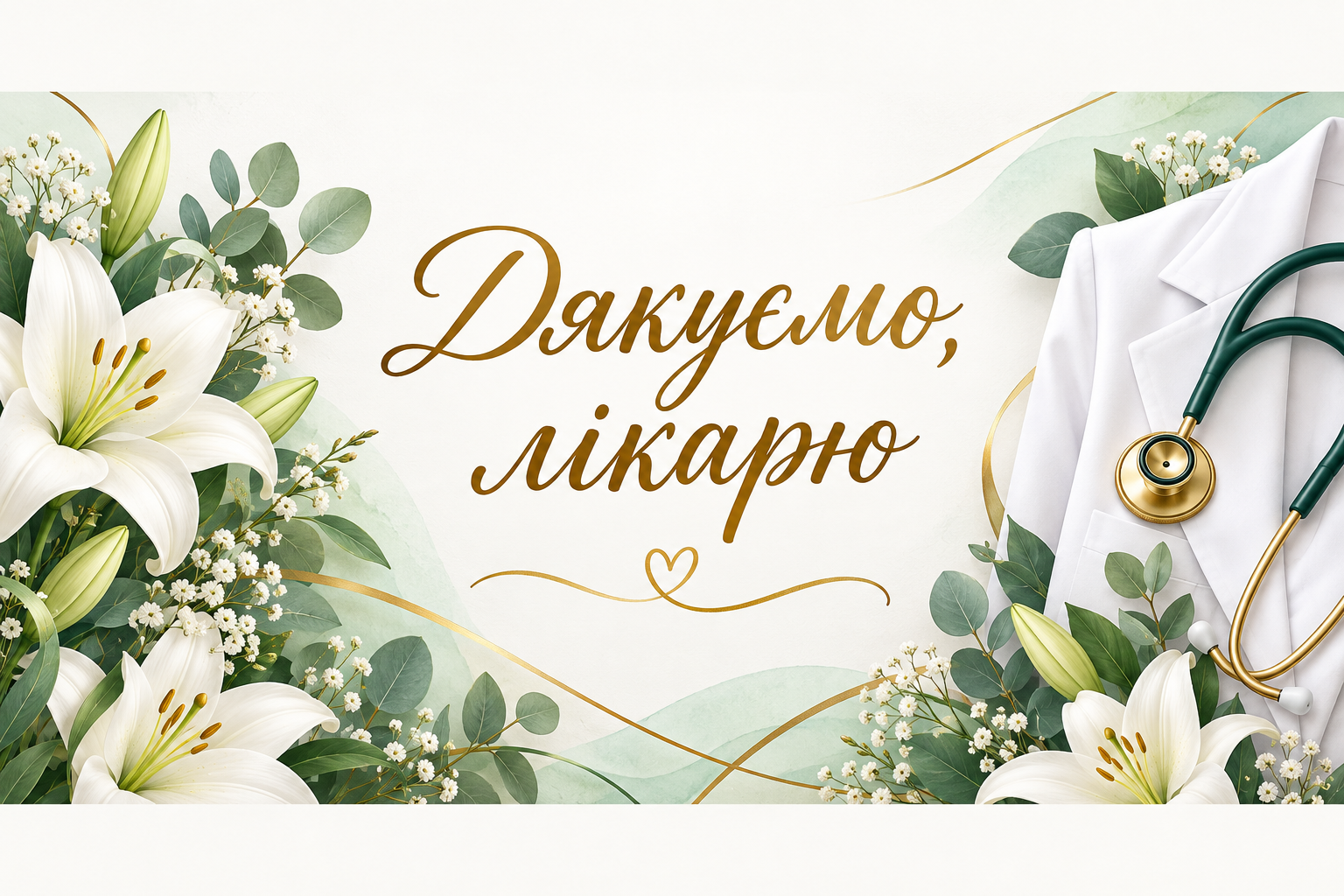 Дякуємо, лікарю - листівка лікарю з днем народження
