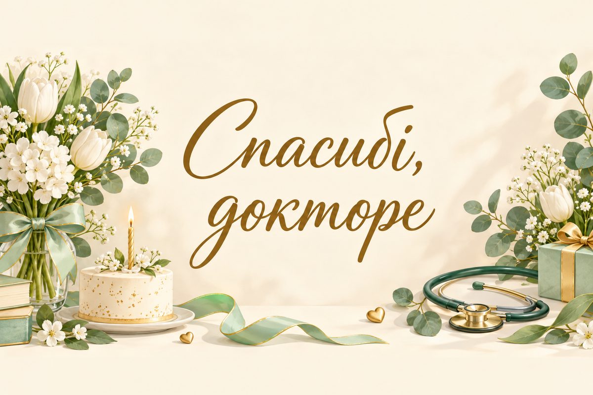 Спасибі, докторе - листівка лікарю з днем народження