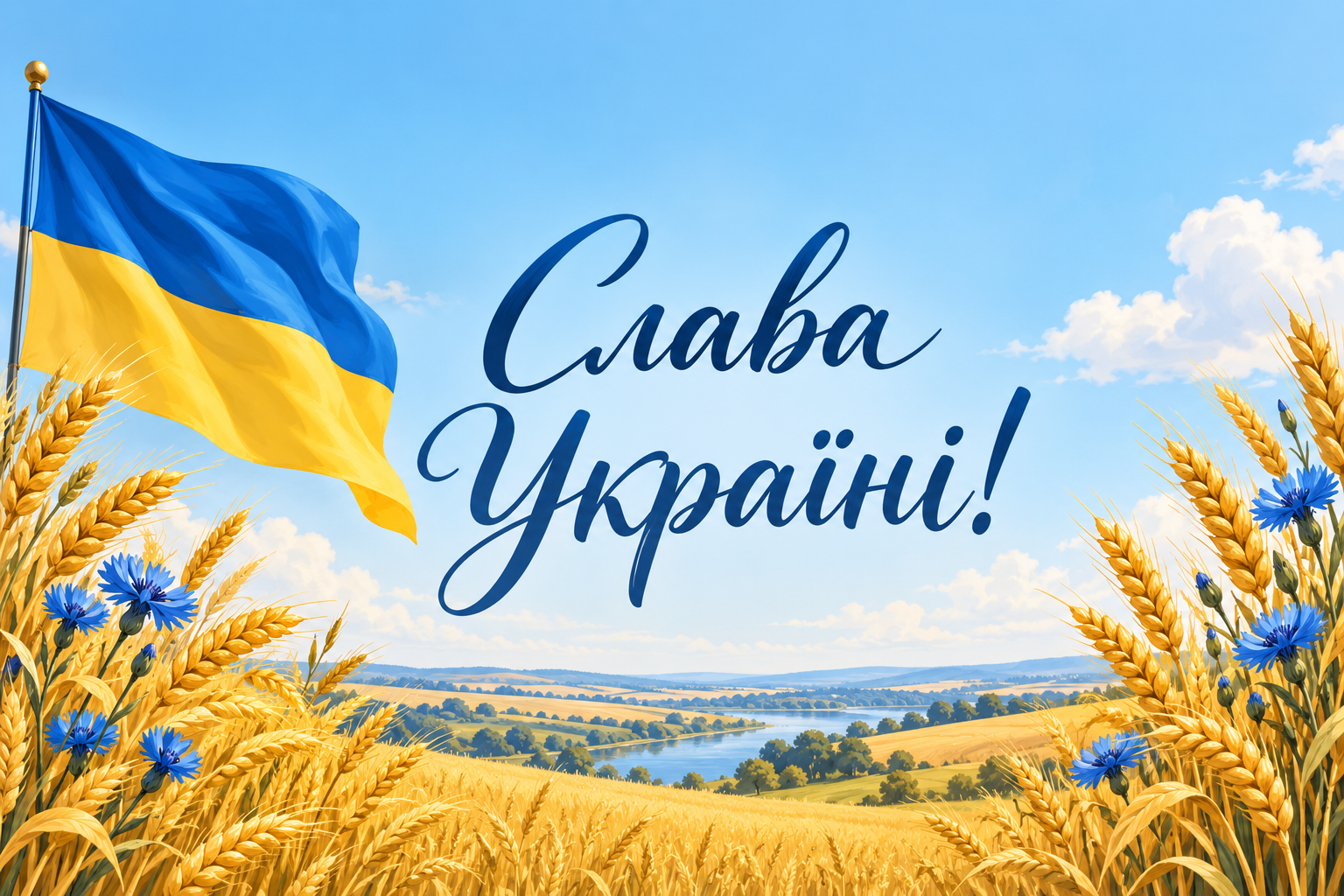 Слава Україні! - листівка з Днем Гідності з днем народження