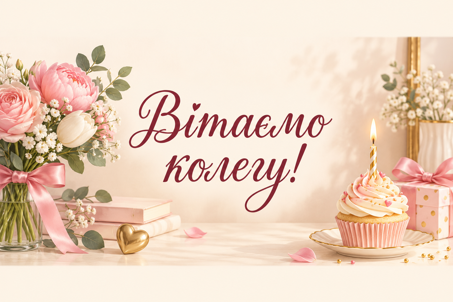 Вітаємо колегу! - листівка колезі з днем народження