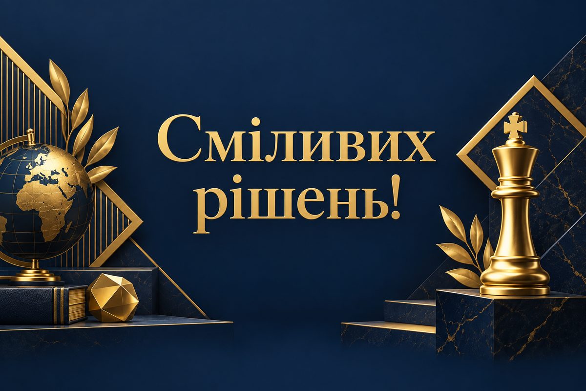 Листівка з днем народження сину: геометричний дизайн і шаховий король, напис «Сміливих рішень!»