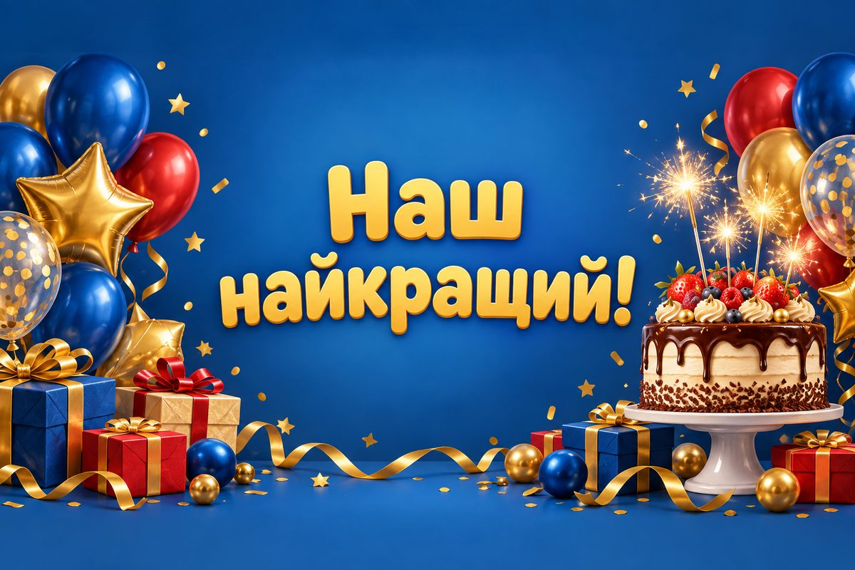 Листівка з днем народження сину: великий торт із бенгальськими вогнями, напис «Наш найкращий!»