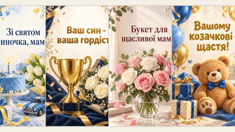 Листівки мамі й батькам з днем народження сина