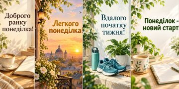 Листівки з днями тижня: від понеділка до неділі