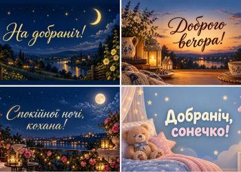 Листівки на добраніч і доброго вечора: добірка картинок