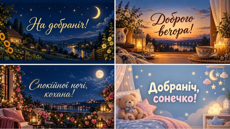 Листівки на добраніч і доброго вечора: добірка картинок