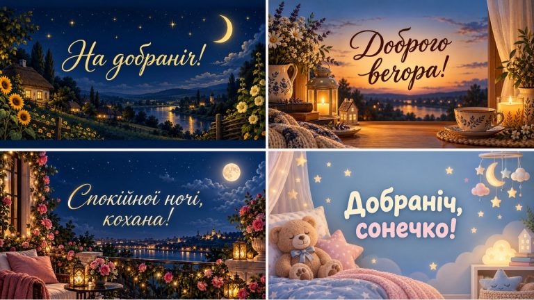 Листівки на добраніч і доброго вечора: добірка картинок