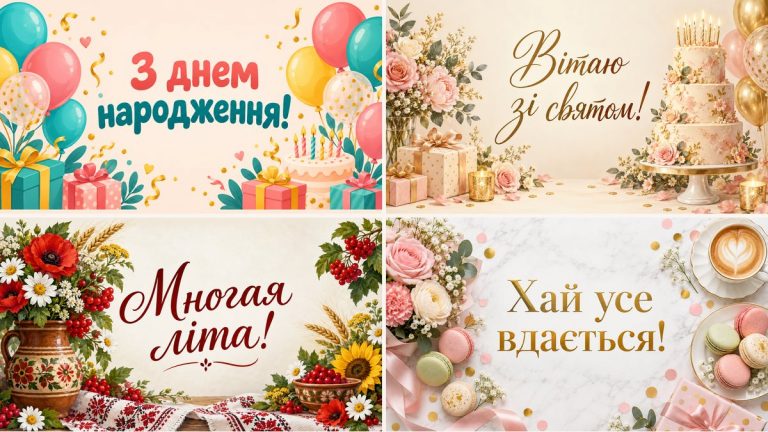 Листівки з днем народження: добірка картинок українською