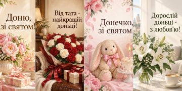 Листівки з днем народження доньці від мами й тата