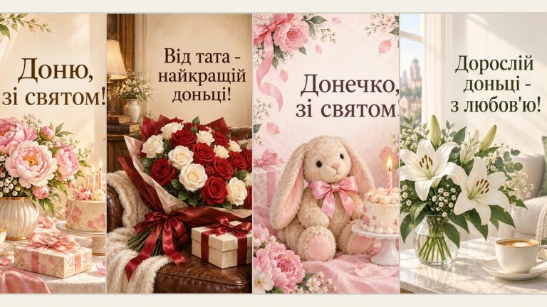 Листівки з днем народження доньці від мами й тата