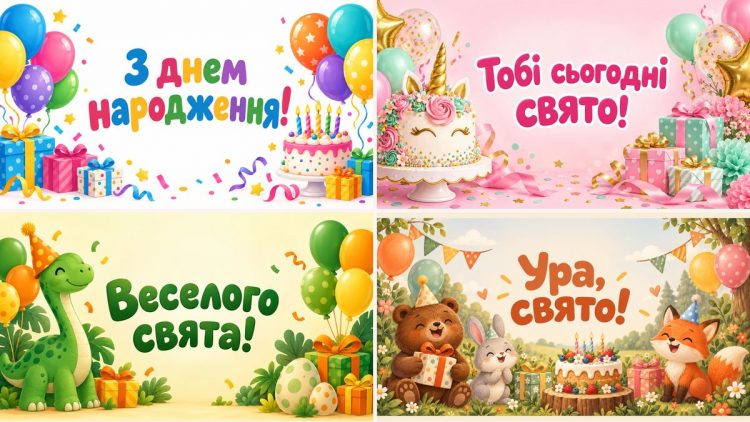 Листівки з днем народження дитині: дівчинці й хлопчику