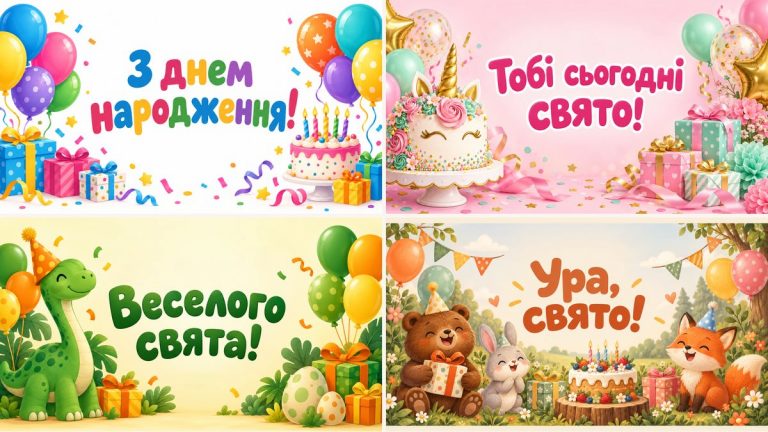 Листівки з днем народження дитині: дівчинці й хлопчику