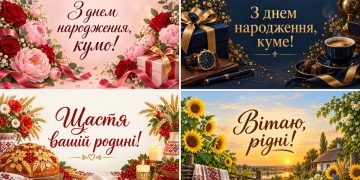 Листівки з днем народження кумі й куму