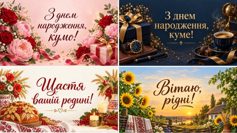 Листівки з днем народження кумі й куму