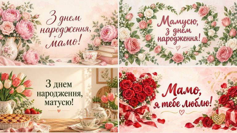 Листівки з днем народження мамі