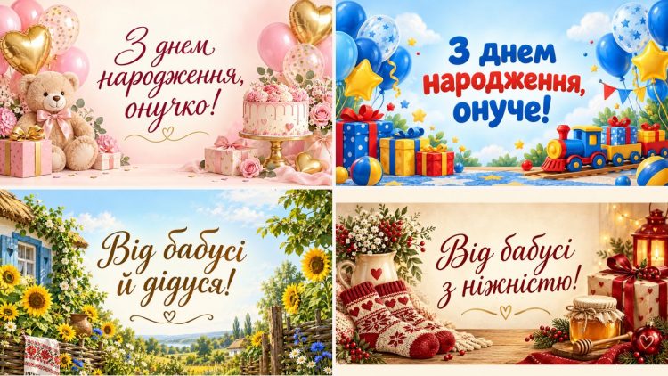 Листівки з днем народження онуку й онучці