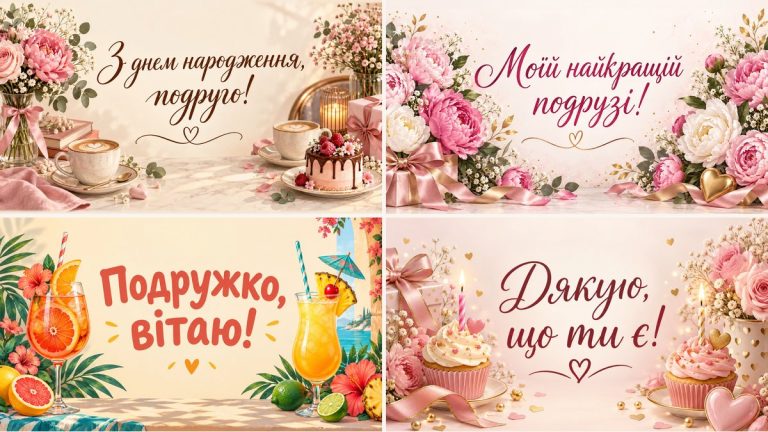 Листівки з днем народження подрузі