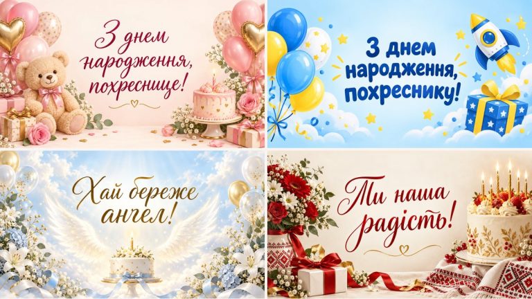 Листівки з днем народження похресниці й похреснику