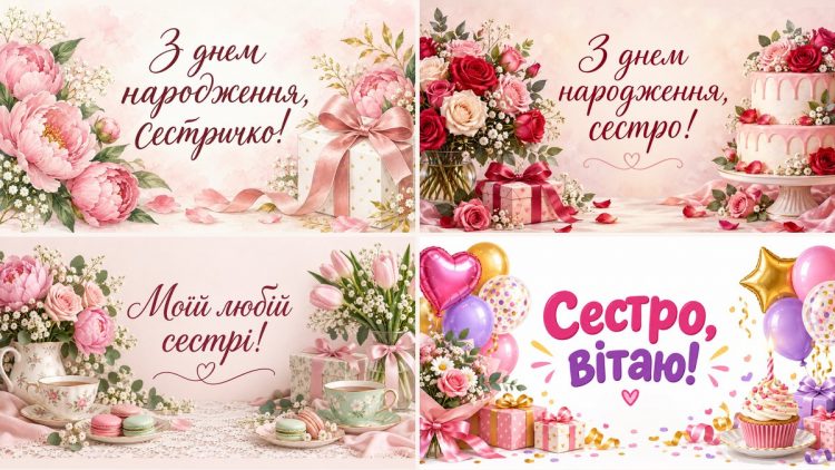 Листівки з днем народження сестрі