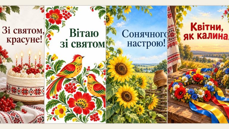 Листівки з днем народження в українському стилі