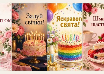 Листівки з днем народження з тортом