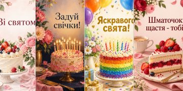 Листівки з днем народження з тортом