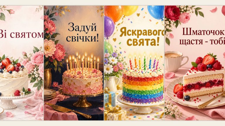 Листівки з днем народження з тортом