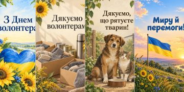 Листівки з Днем волонтера