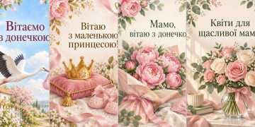 Листівки з народженням донечки: привітання батькам