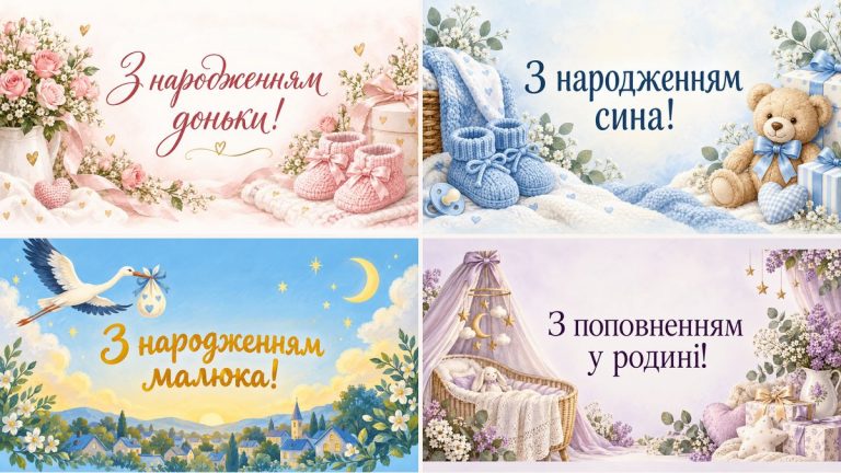 Листівки з народженням дитини