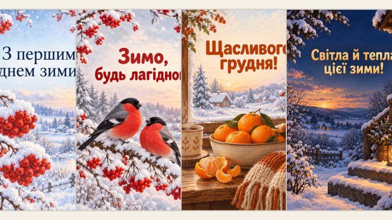 Листівки з першим днем зими