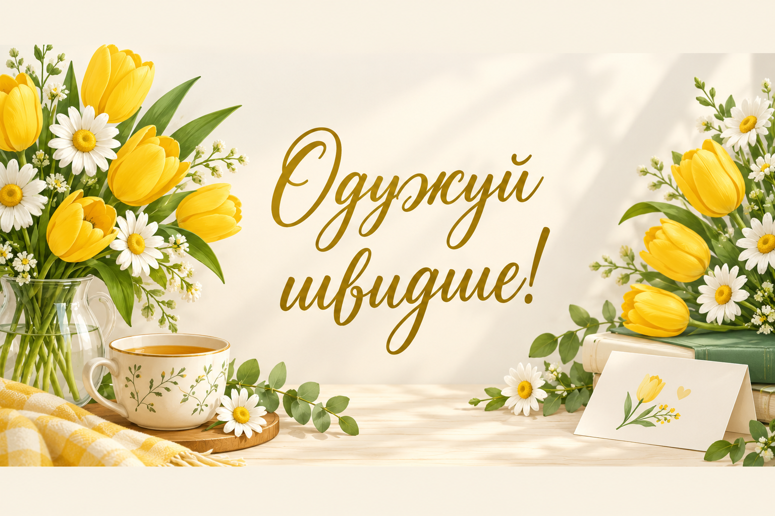 Одужуй швидше! - листівка з побажанням одужання з днем народження