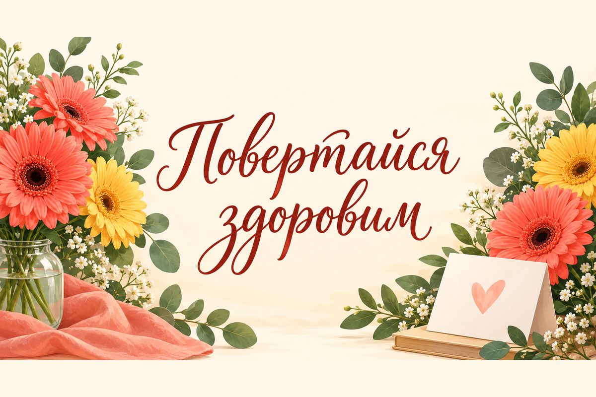 Повертайся здоровим - листівка з побажанням одужання з днем народження