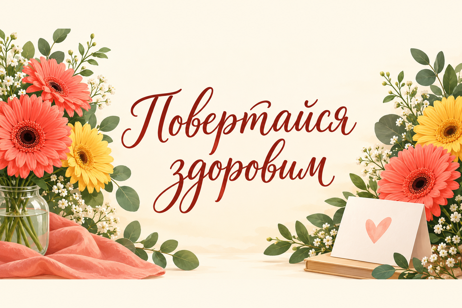 Повертайся здоровим - листівка з побажанням одужання з днем народження