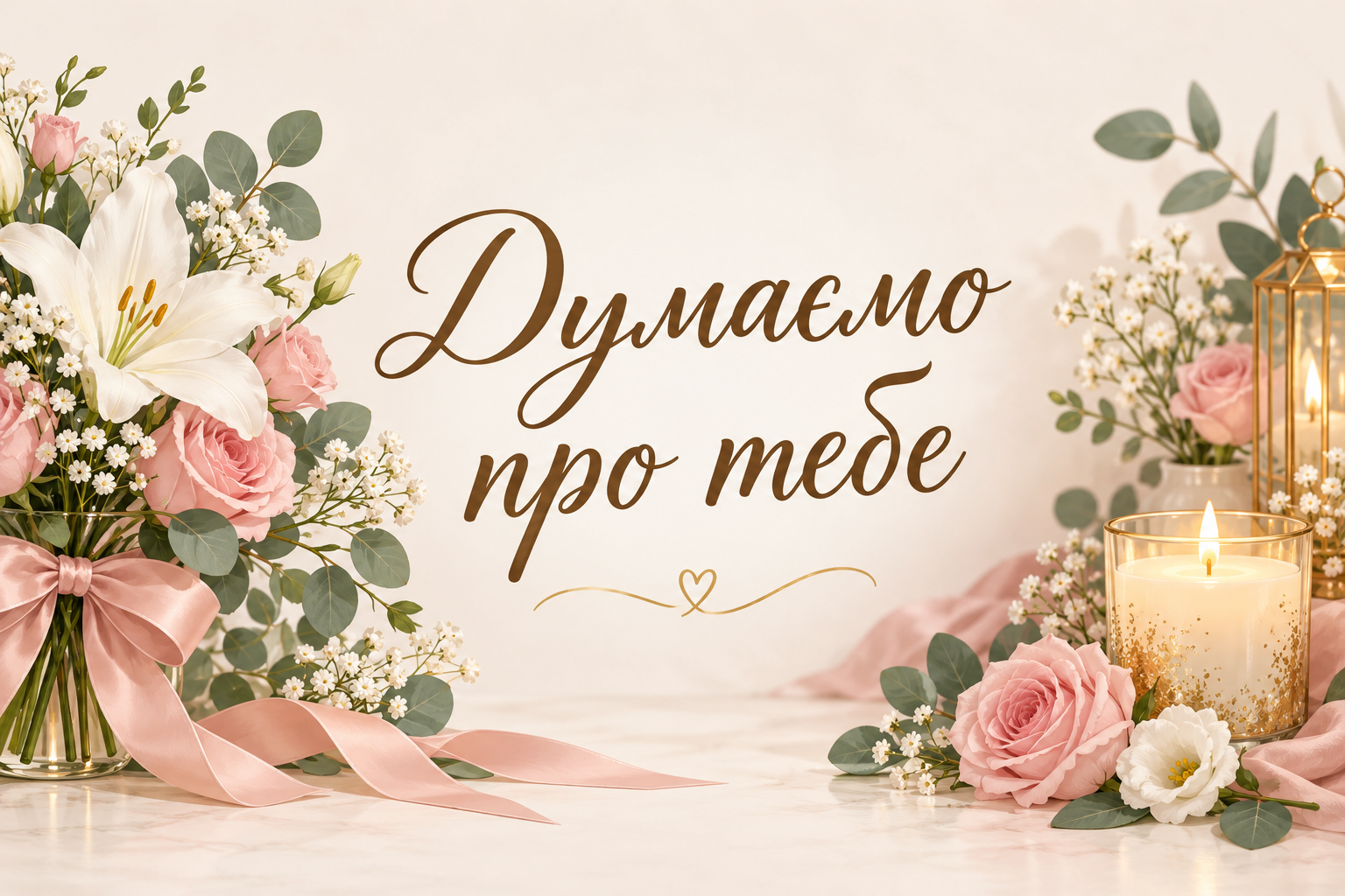 Думаємо про тебе - листівка з побажанням одужання з днем народження