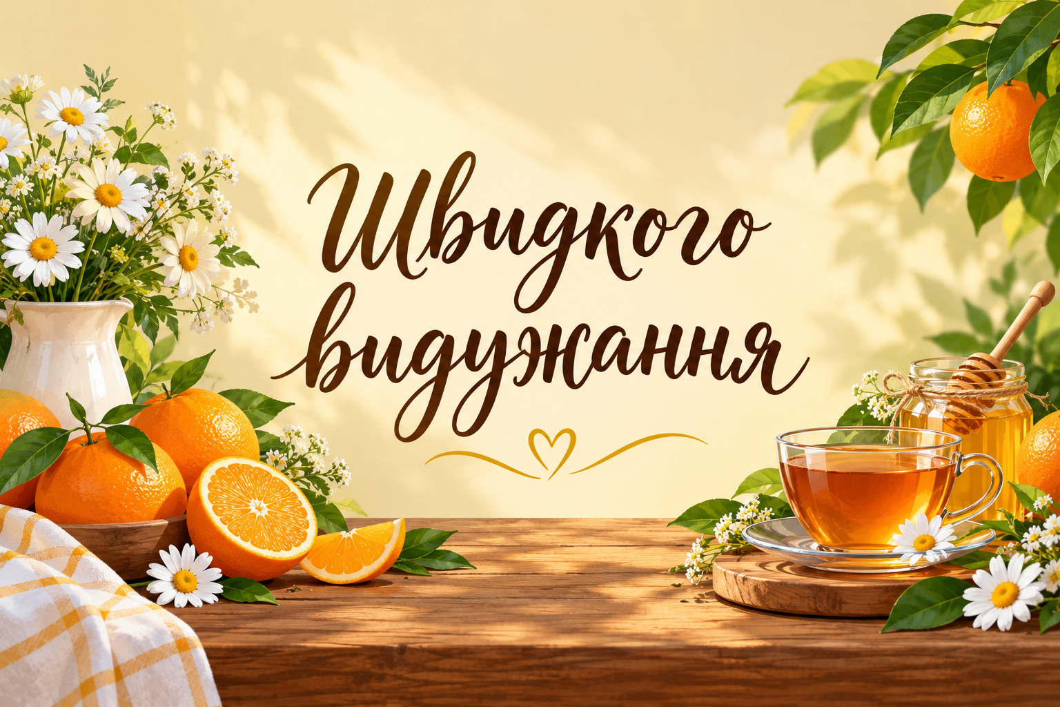 Швидкого видужання - листівка з побажанням одужання з днем народження