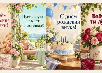 Открытки бабушке с днём рождения внучки и внука