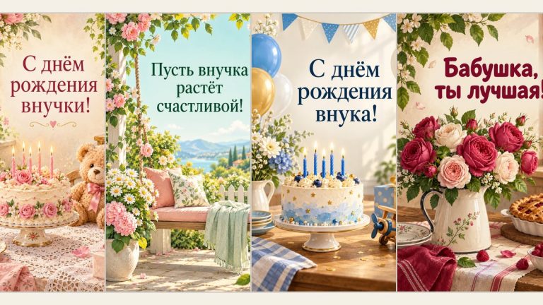 Открытки бабушке с днём рождения внучки и внука