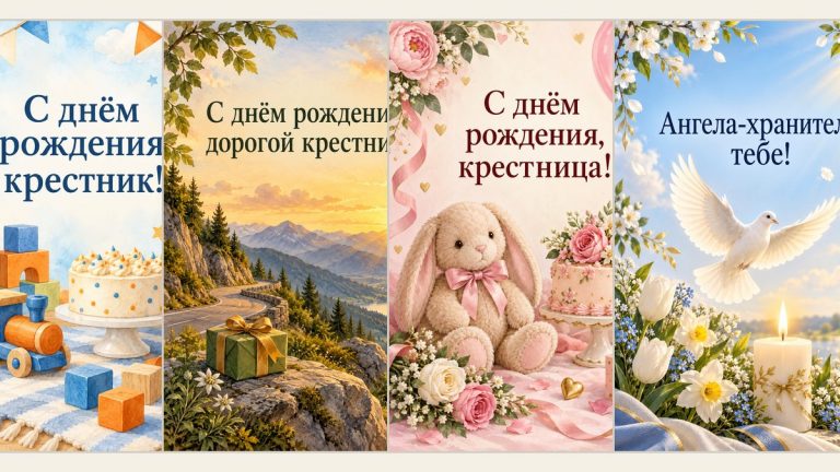 Открытки с днём рождения крестнику и крестнице