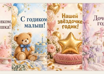 Открытки с годиком девочке и мальчику