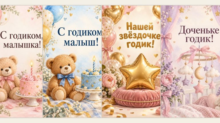 Открытки с годиком девочке и мальчику