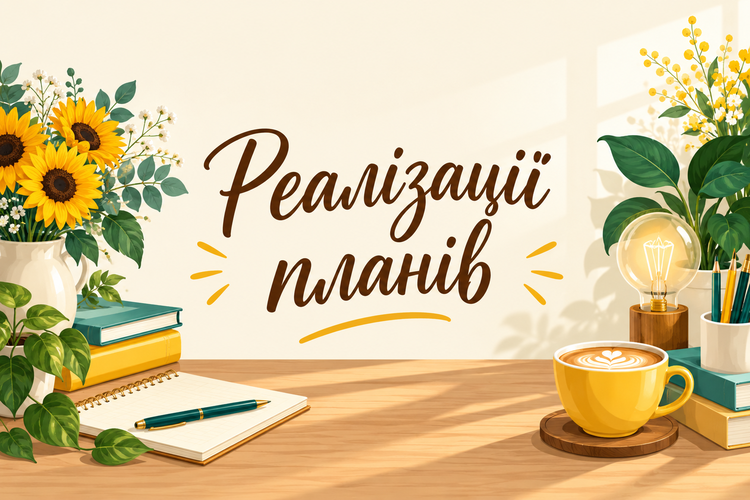 Реалізації планів - листівка з новою роботою з днем народження