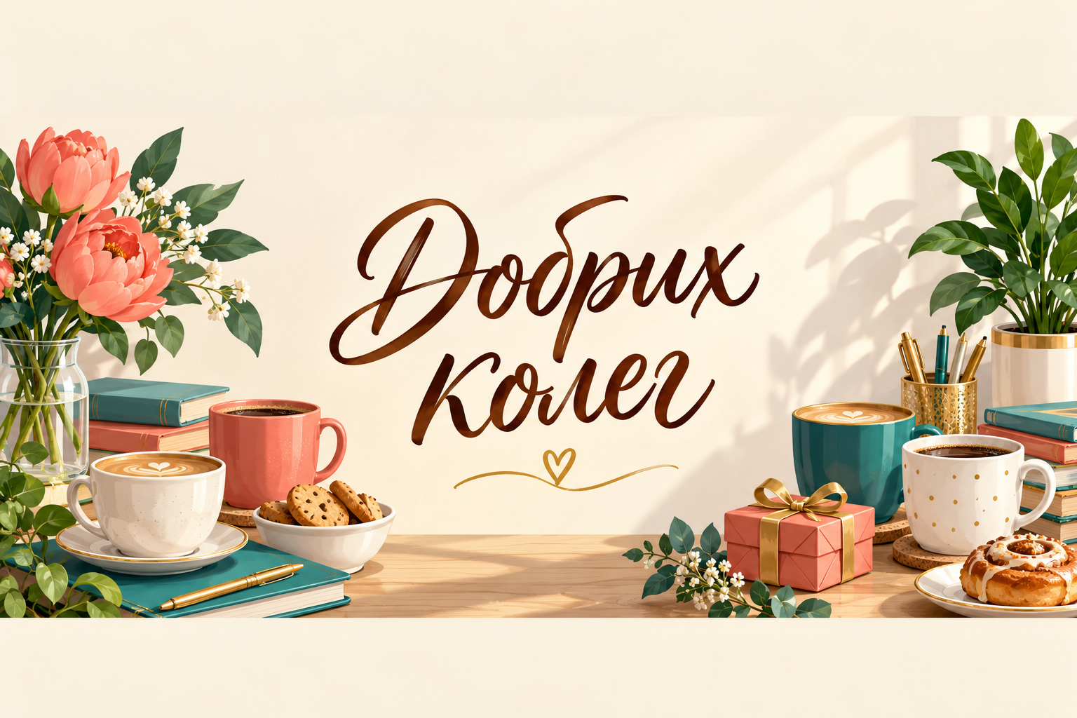 Добрих колег - листівка з новою роботою з днем народження