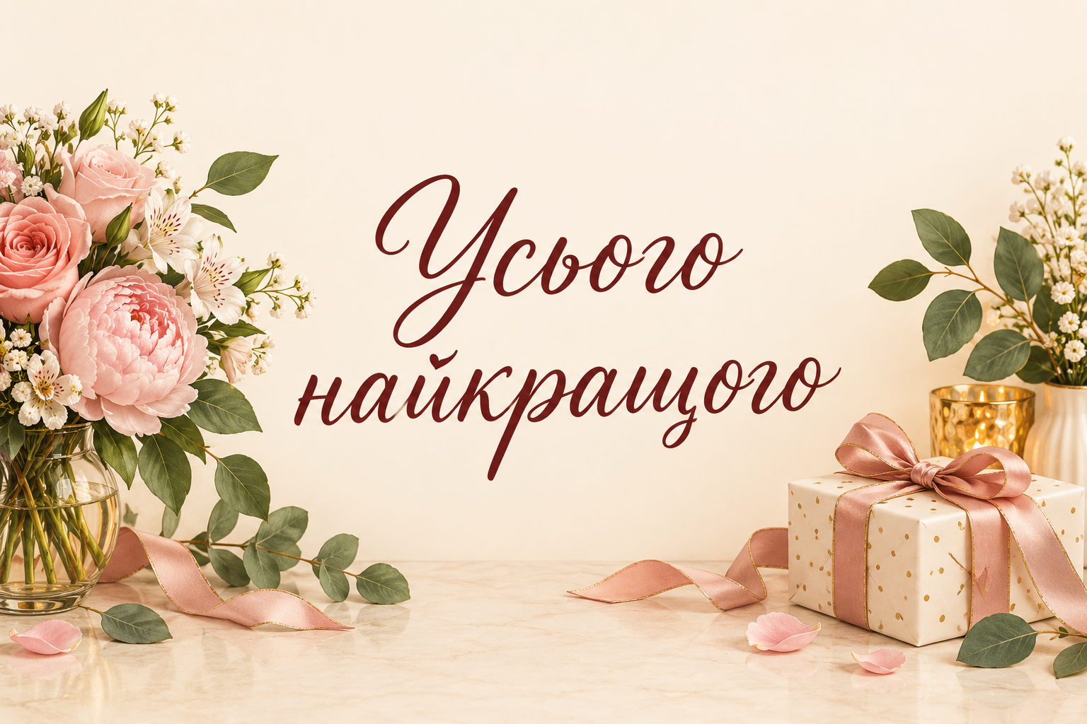Усього найкращого - листівка з новою роботою з днем народження