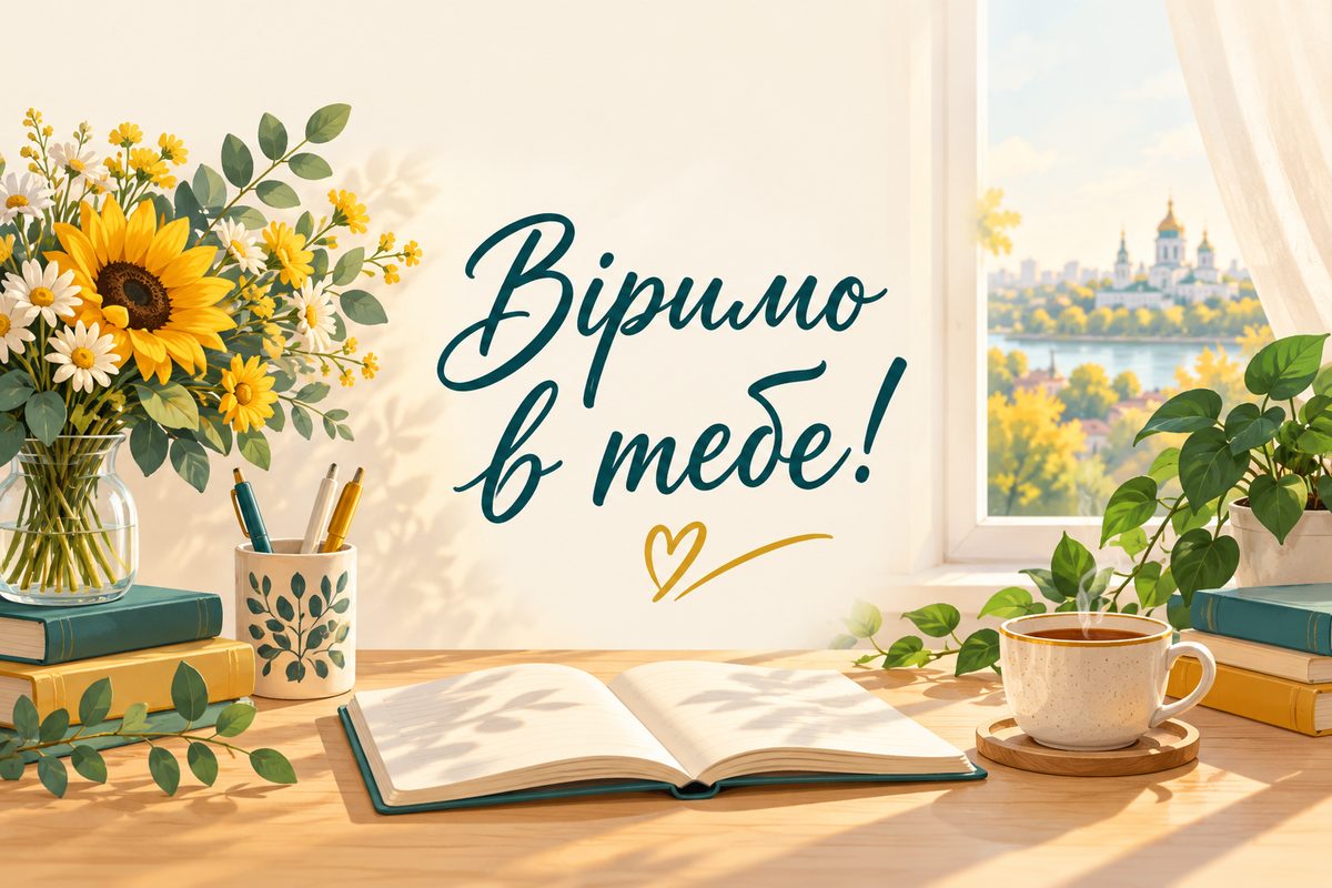 Віримо в тебе! - листівка з новою роботою з днем народження