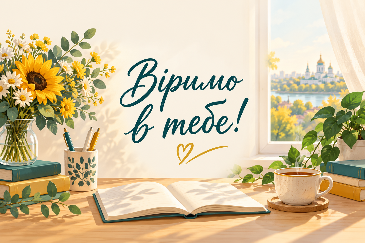 Віримо в тебе! - листівка з новою роботою з днем народження