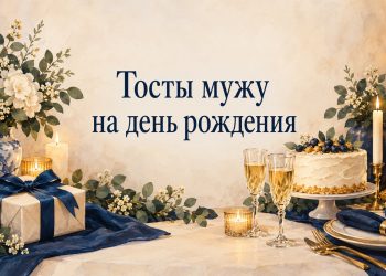 Тосты мужу на день рождения: бокалы, торт и подарок на домашнем столе